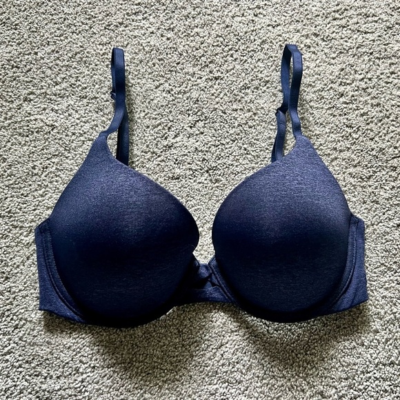 Victoria's Secret Size 32D Heathered Navy T-Shirt Perfect Shape Bra - Picture 1 of 3